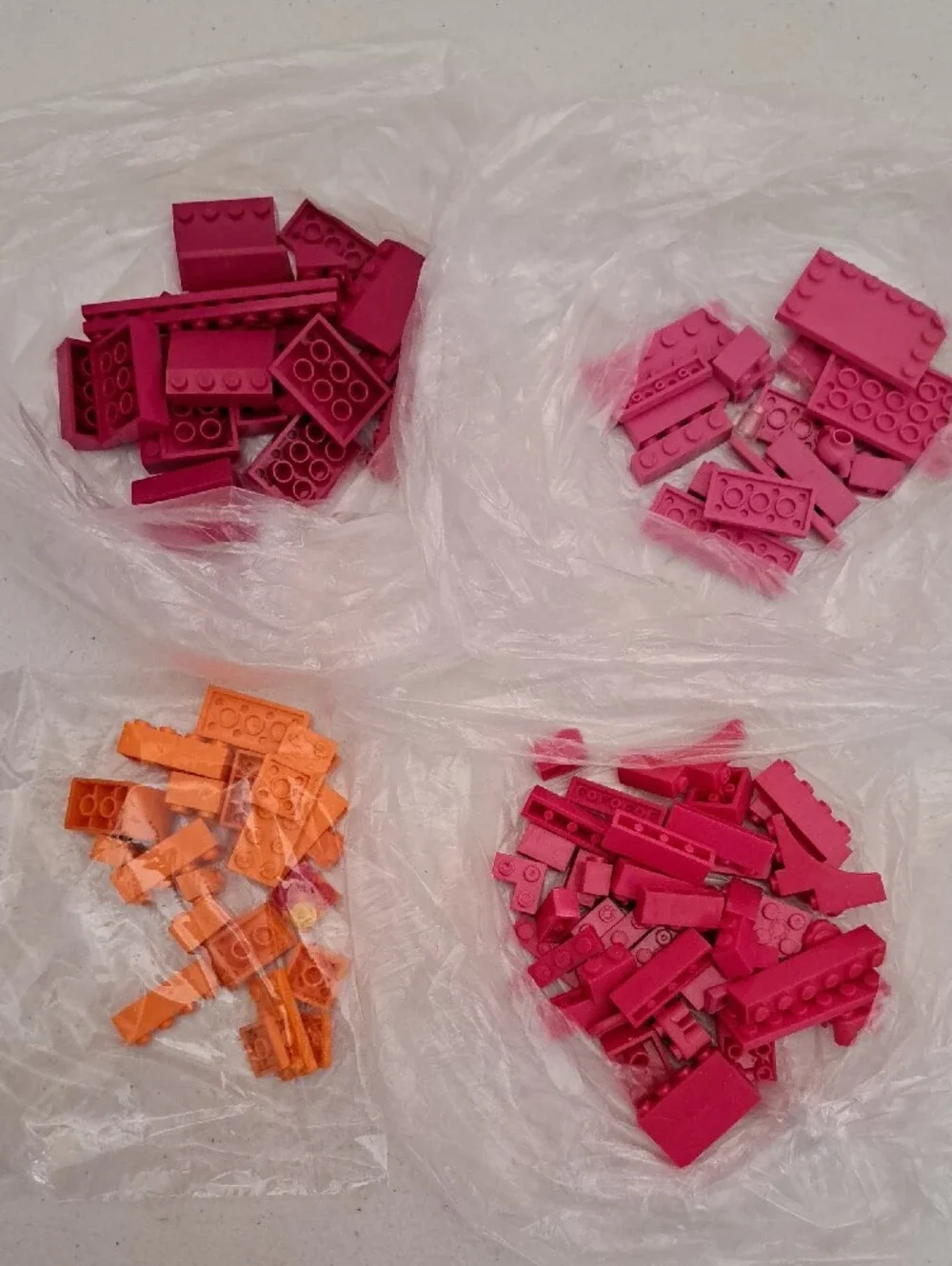 Assorted Pink and Orange Building Bricks Lot LEGO